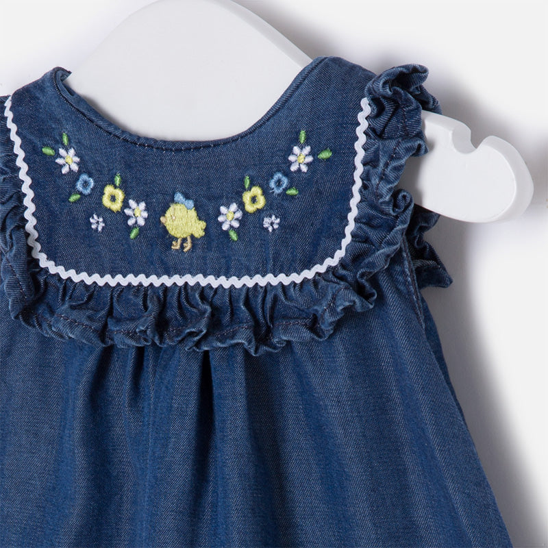 Daisy Embroidered Denim Dress