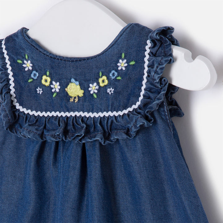 Daisy Embroidered Denim Dress