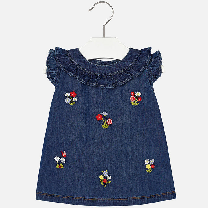 Floral Embroidered Denim Dress