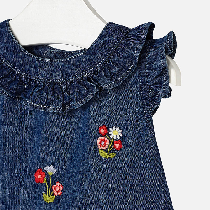 Floral Embroidered Denim Dress