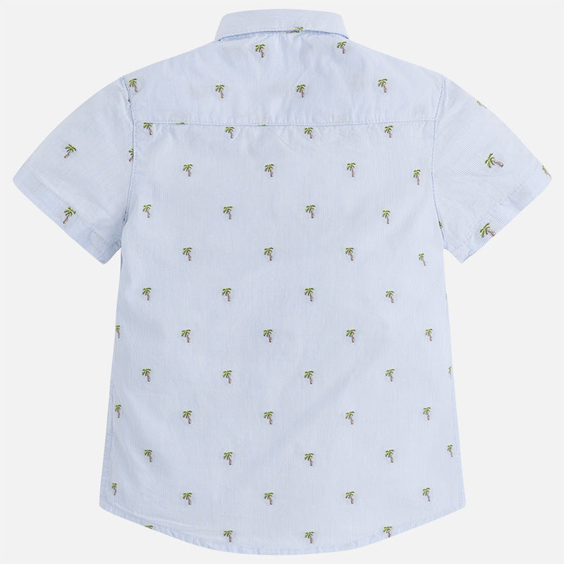 Palm Tree Print Short Sleeve Button Down Shirt