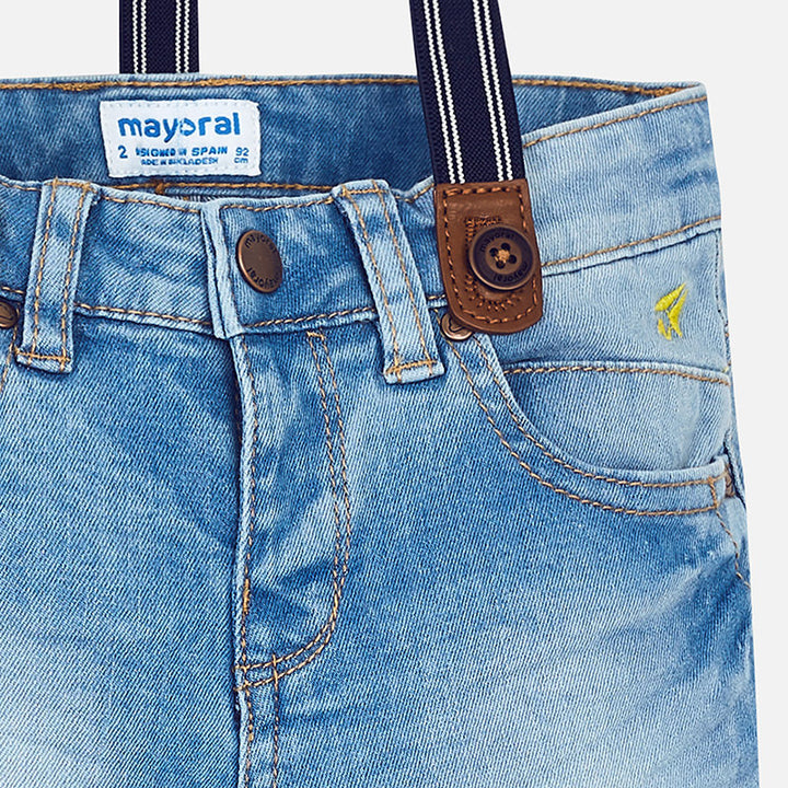 Regular Fit Denim Jeans with Navy Stripe Suspenders