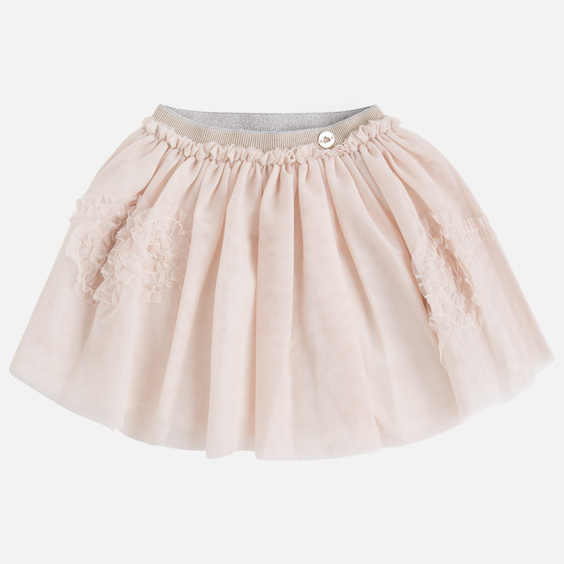 Beige Tulle Rosette Skirt