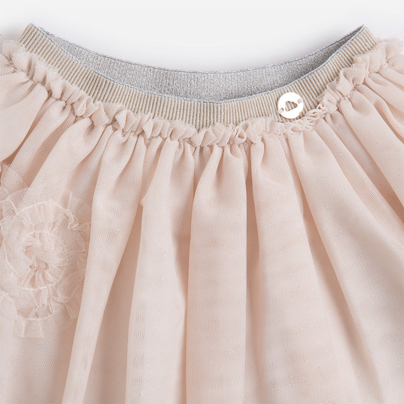 Beige Tulle Rosette Skirt