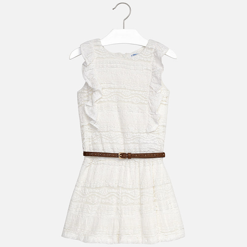 Ivory Lace Romper with Belt