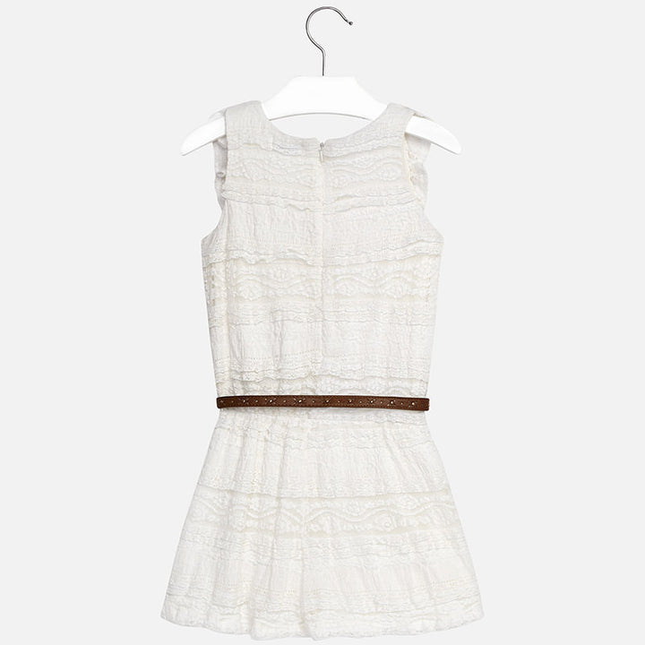 Ivory Lace Romper with Belt