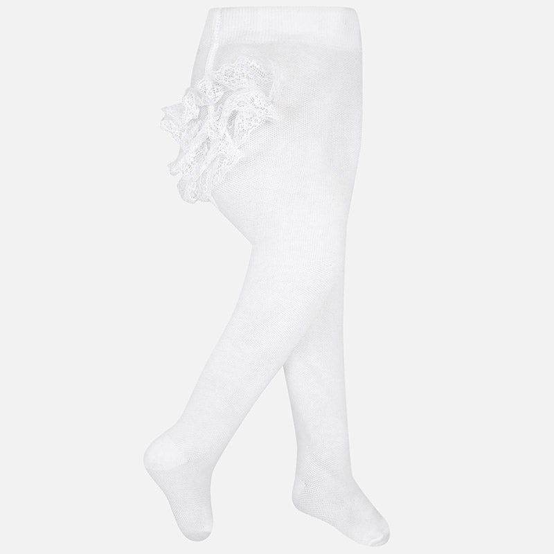 White Ruffle Footed Tights