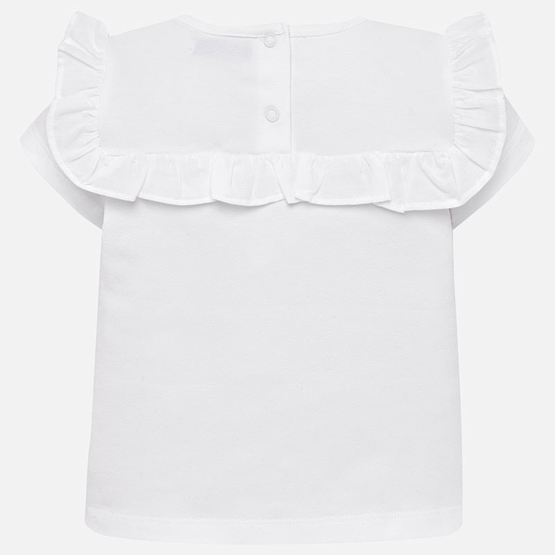 White Short Sleeved Pleated T-Shirt