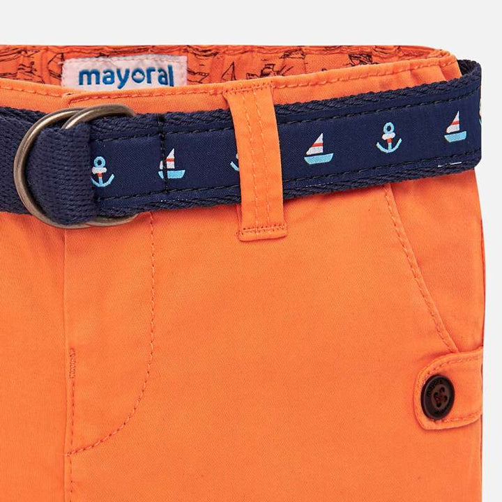 Orange Bermuda Shorts With Belt