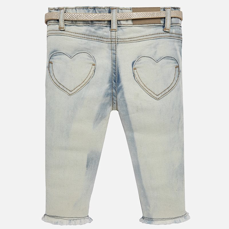Bleached Denim Embroidered Pants