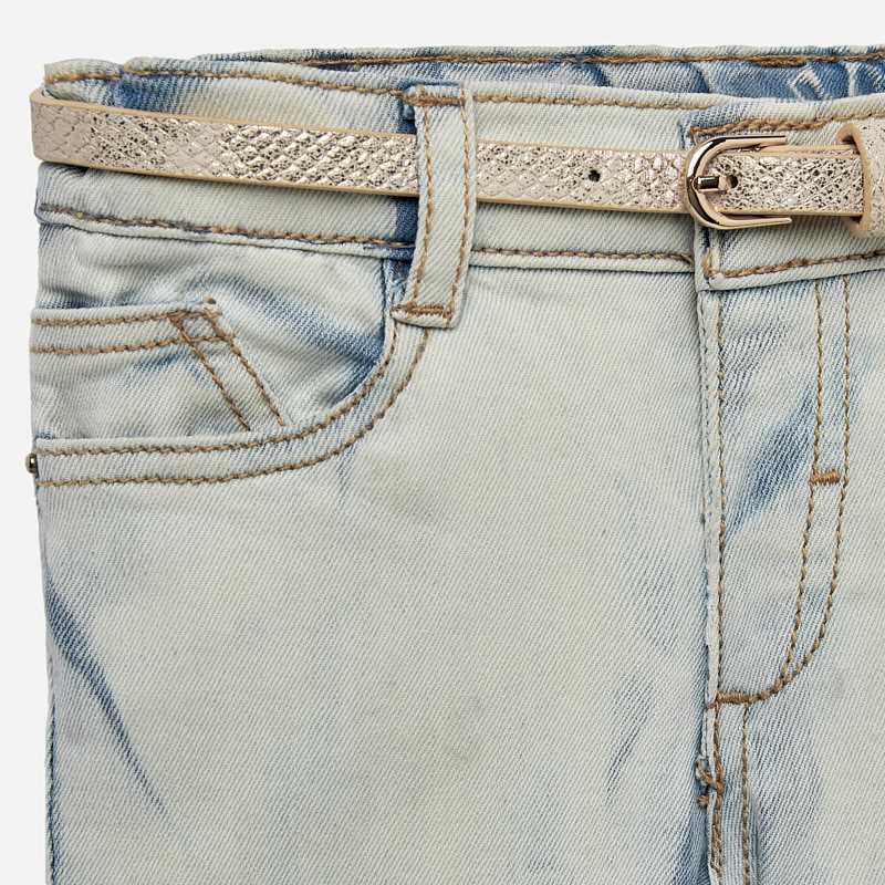 Bleached Denim Embroidered Pants