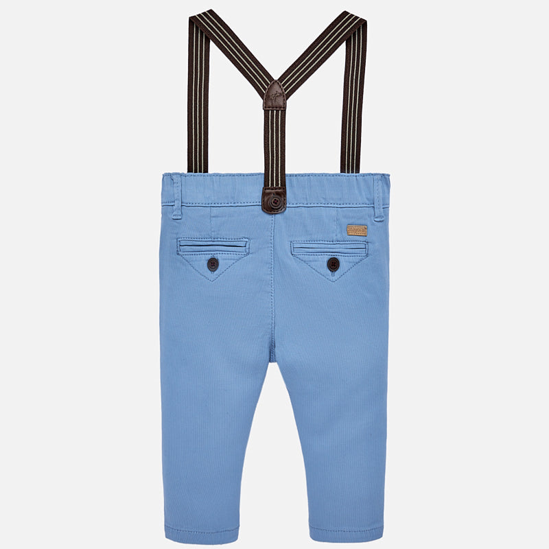 Blue Slim Fit Chino Pants With Braces
