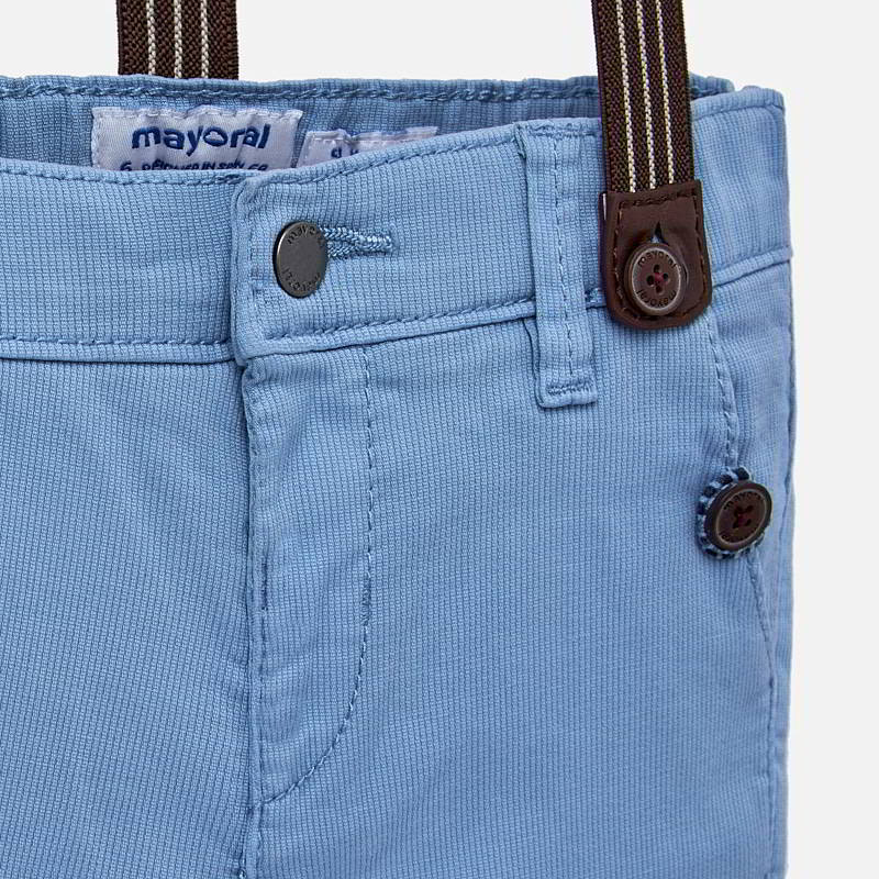 Blue Slim Fit Chino Pants With Braces