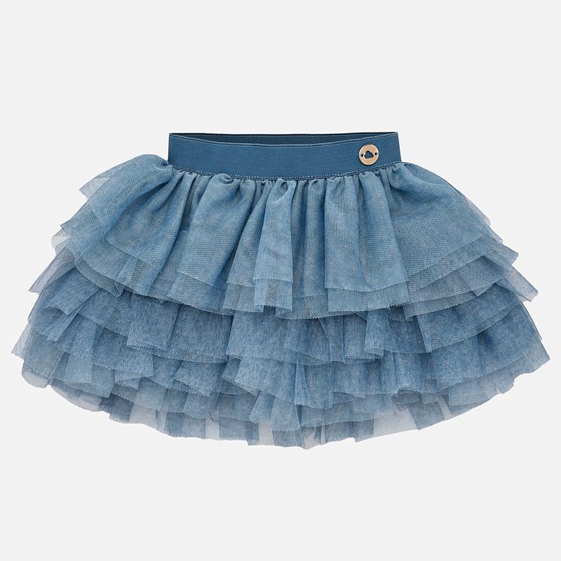 Blue Tulle Ruffle Skirt