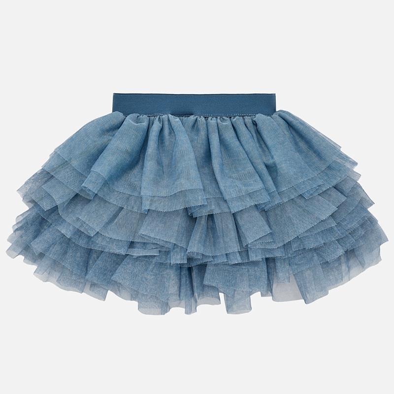 Blue Tulle Ruffle Skirt