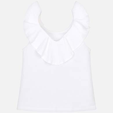 White Sleeveless Tee With Sequined Flamingo