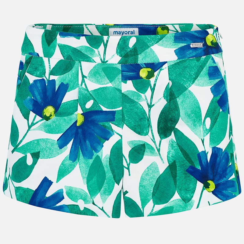 Blue Flower Patterned Shorts