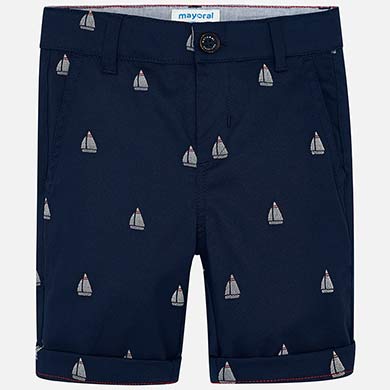 Navy Patterned Bermuda Shorts