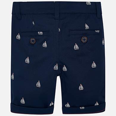 Navy Patterned Bermuda Shorts