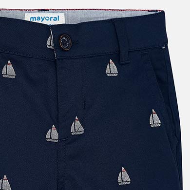 Navy Patterned Bermuda Shorts