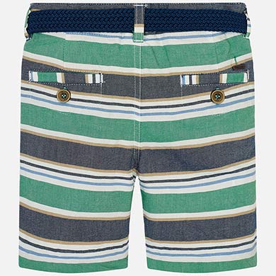 Green and Gray Striped Shorts