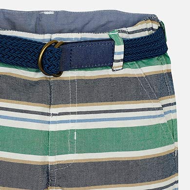 Green and Gray Striped Shorts