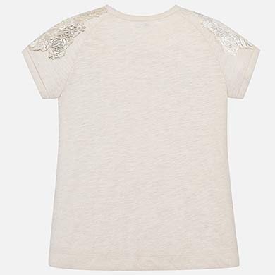 Natural Short Sleeved T-Shirt With Appliques