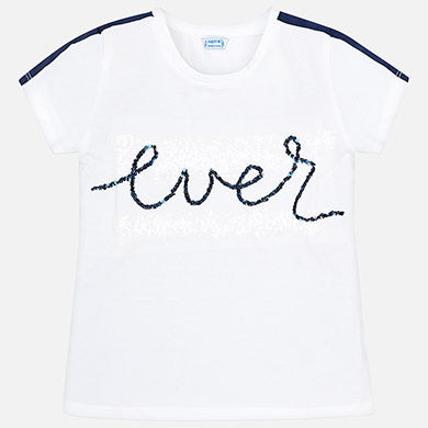 White Short Sleeved 'ever' T-Shirt