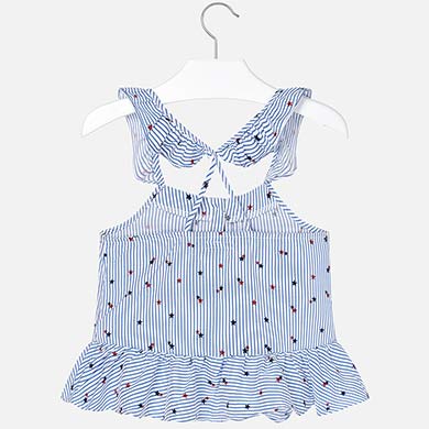 Blue Striped Blouse With Star Pattern
