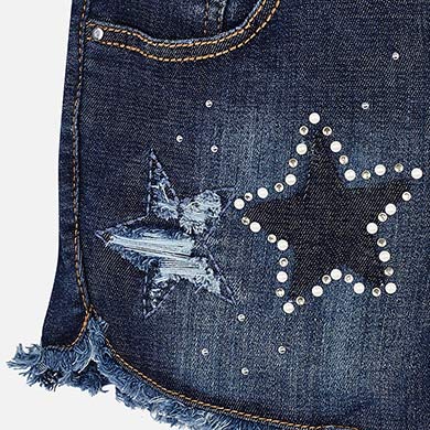 Denim Shorts With Star Appliques