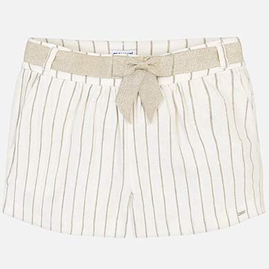 Gold Striped Shorts With Belt