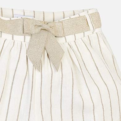 Gold Striped Shorts With Belt