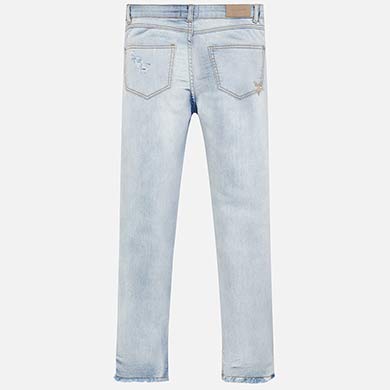 Bleached Denim Jeans With Star Appliques