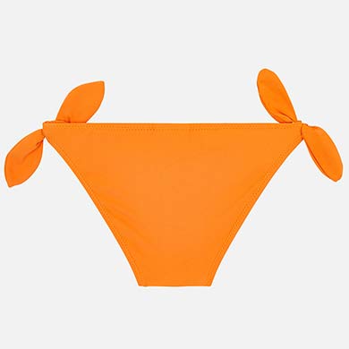 Orange Ruffle Bikini With Floral Appliques