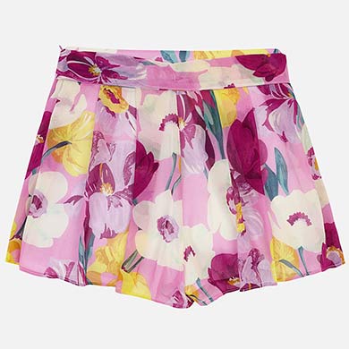 Pink Floral Chiffon Skort