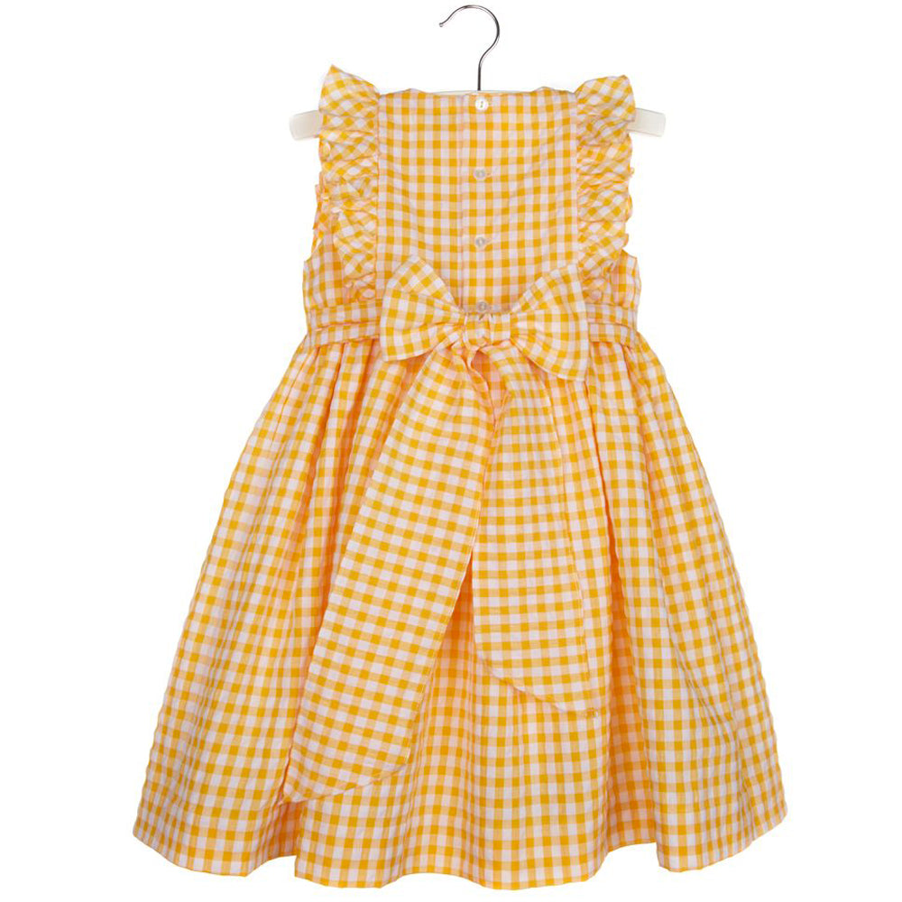 Lemon Gingham Smocked Dress