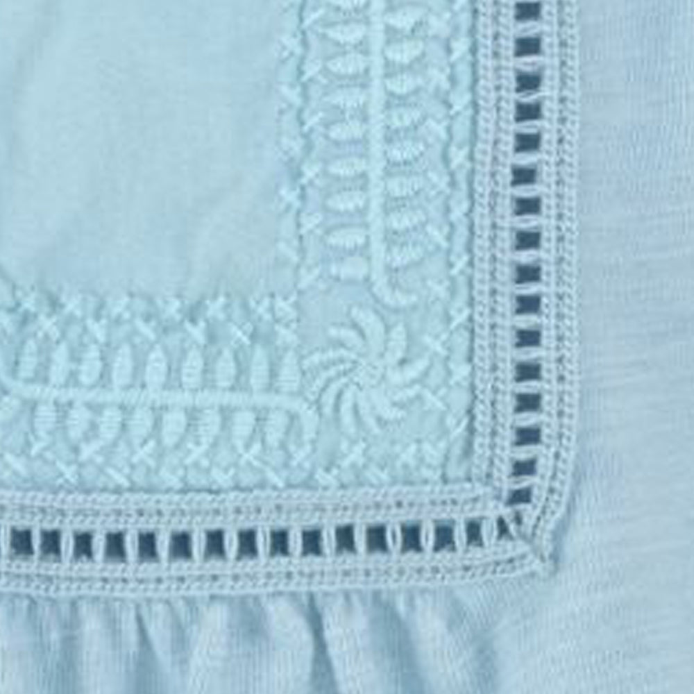 Girls Embroidered-Bib Cotton Romper
