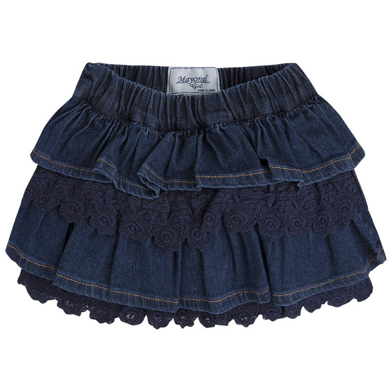 Ruffle Layered Denim Skirt