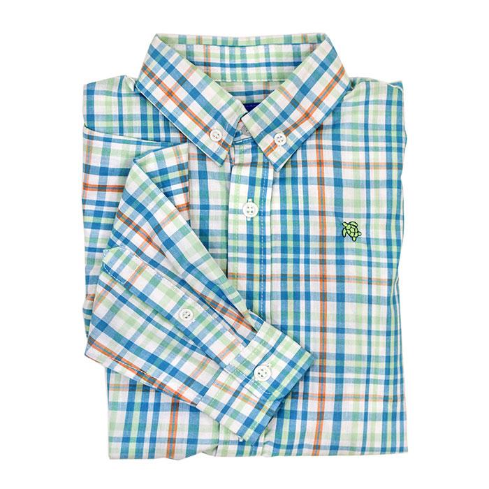 Turquoise Reef Plaid Button Down Shirt