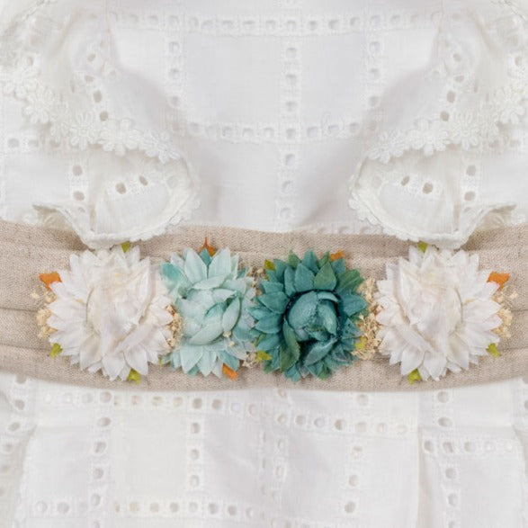 Natural Embroidered Romper