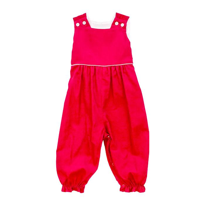 Red Corduroy Romper with Bow