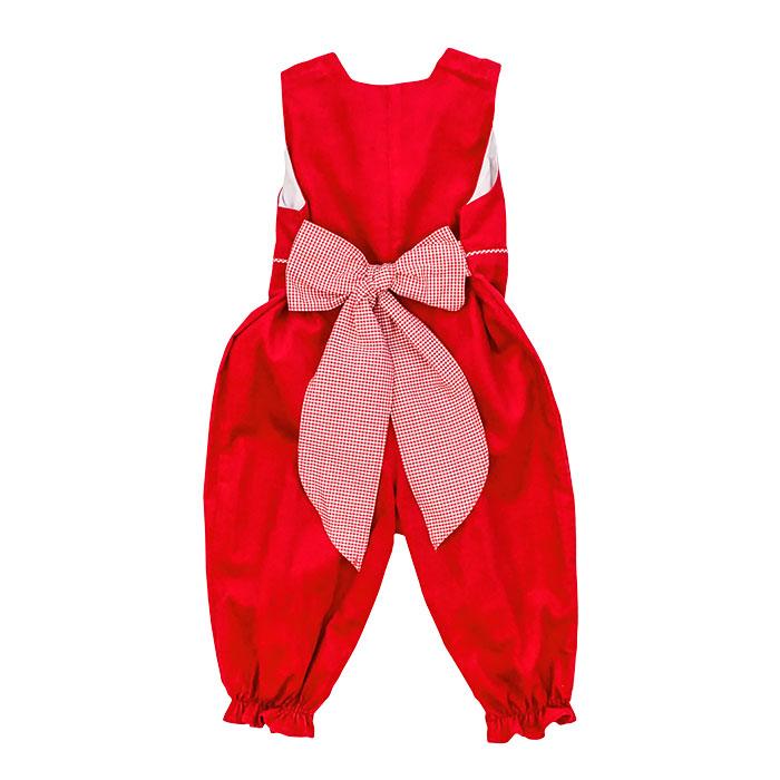 Red Corduroy Romper with Bow