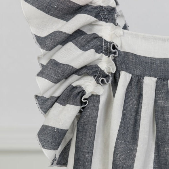 Denim & White Striped Linen Dress