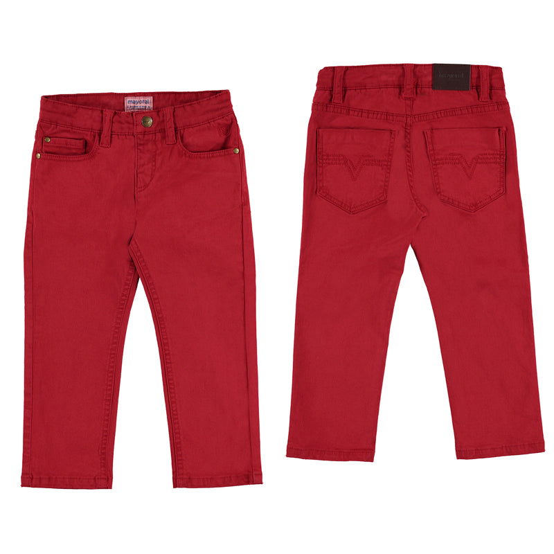 Red Five Pocket Twill Pants