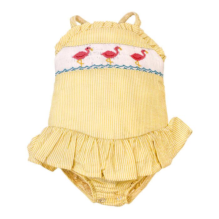 Smocked Flamingo One Piece Swimsuit