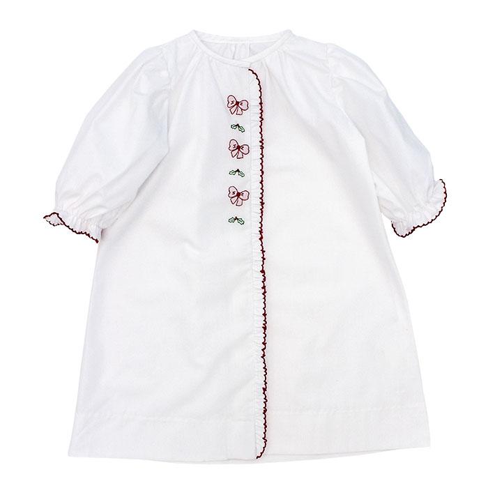 White Day Gown w/ Red Embroidered Bows