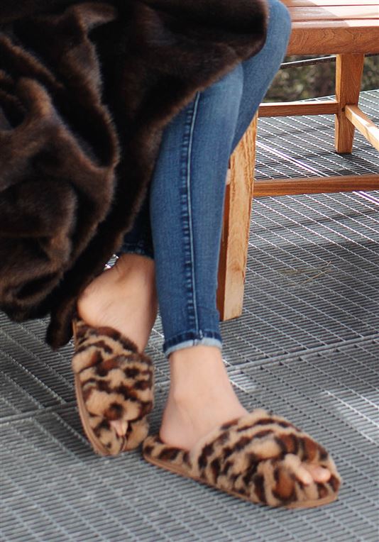 Leopard Faux Fur Slippers