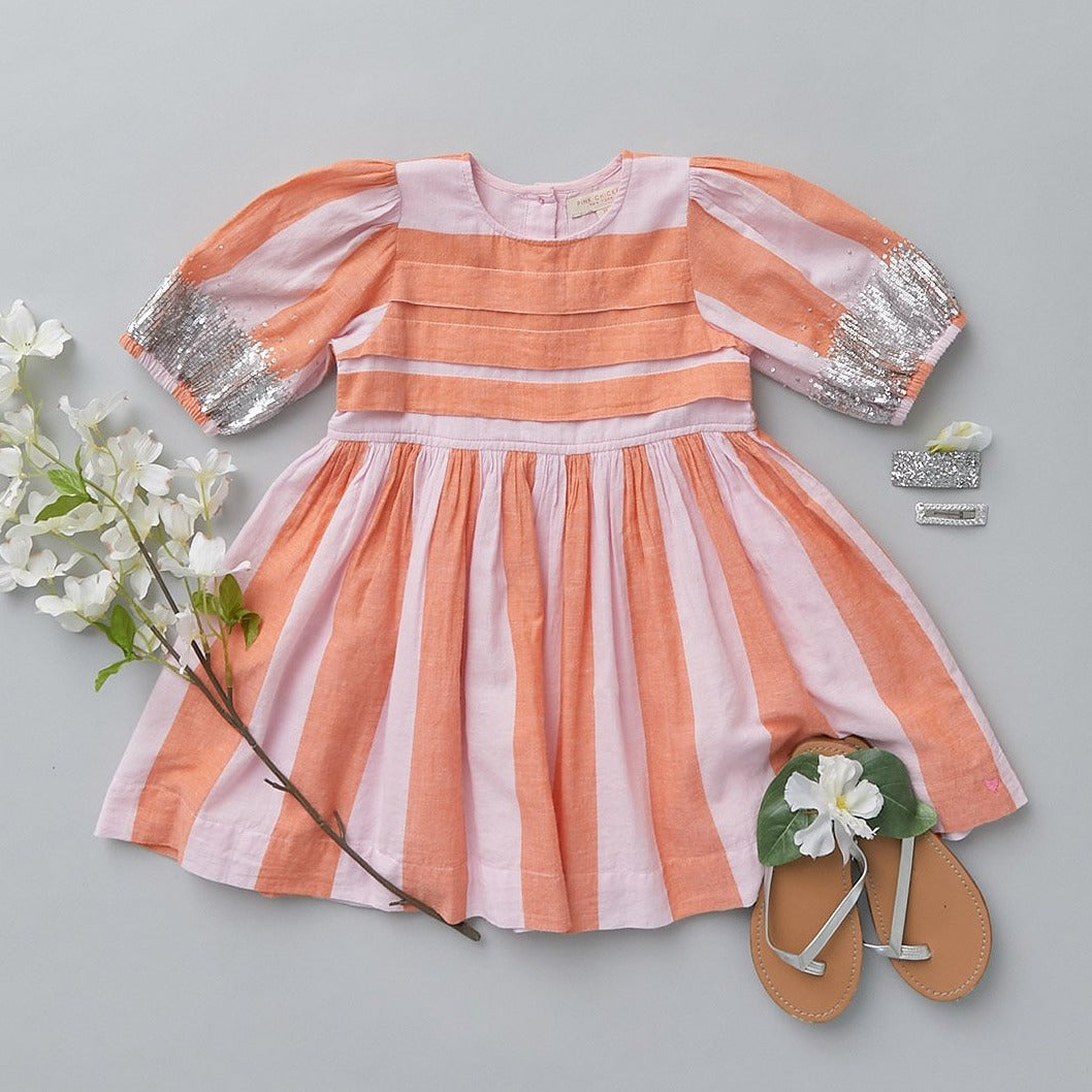 Amber Glow Pink Lady Stripe Evelyn Dress