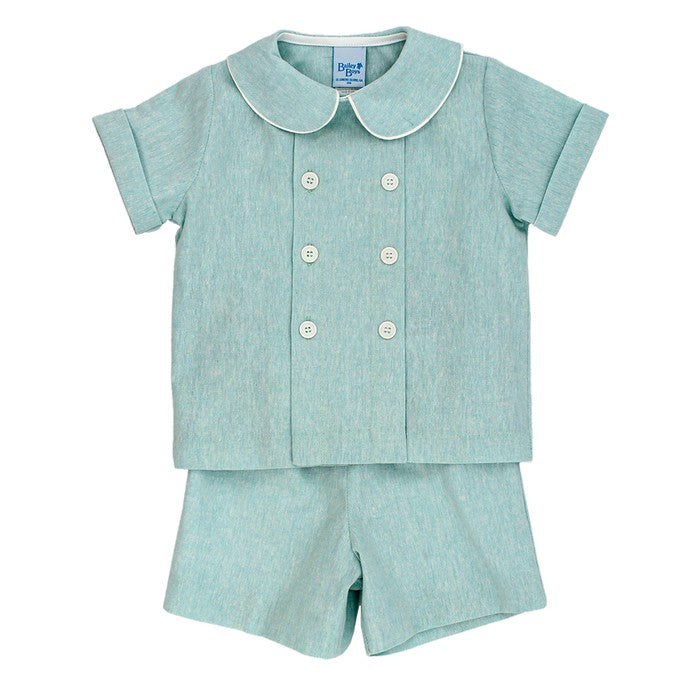 Seafoam Linen Dressy Short Set