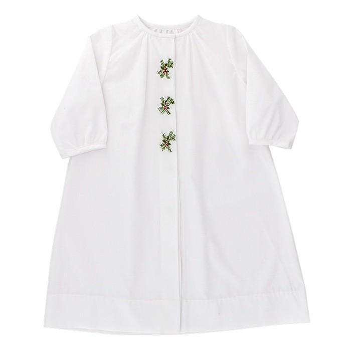 White Day Gown With Embroidered Holly